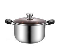 TREWQ Pentola da cucina in acciaio inox con coperchio in vetro per cuocere latte, stufati e noodles, manico ergonomico, pentola da cucina resistente al calore, diametro 20 cm/22 cm/24 cm/26 cm 26cm