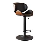 TREWQ Sgabelli girevoli e sollevabili di lusso per bar, sgabello in legno con schienale per bancone colazione, sgabelli da cucina in pelle PU con schienale, sedie da banco regolabili in altezza black