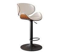 TREWQ Sgabelli girevoli e sollevabili di lusso per bar, sgabello in legno con schienale per bancone colazione, sgabelli da cucina in pelle PU con schienale, sedie da banco regolabili in altezza White