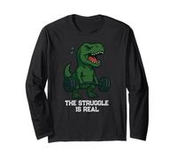 Trex Dinosaur Gym Rat Deadlift La Lotta è Reale Uomini Donne Maglia a Manica