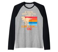 TREX Se Sei Felice e Lo sai OH Funny TREX Small Arms Maglia con Maniche Raglan