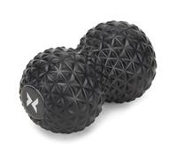 TREXO Doppia sfera di colore nero, 16 x 9 x 9 cm, realizzata in EVA flessibile, resistente e leggera, doppia palla massaggiante con superficie antiscivolo, ideale per la schiena e il collo