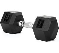 TREXO Manubrio esagonale da 12,5 kg in ghisa gommata durevole per allenamento della forza a casa con manico ergonomico stabile e versatile