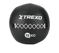 TREXO - Palla Medica Wall Ball 15 kg - Rivestimento Morbido, Allenamento Cross, condizionamento & Forza, Similpelle Durevole, Presa Aderente, Rimbalzo Controllato - Nero