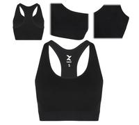 TREXO Reggiseno Sportivo da Donna Rexi Up Senza Cuciture Bra - Nero, Comfort Senza Cuciture, Racerback, Mantenimento Stabile, Ideale per Allenamento dinamico, Nero, XS