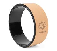TREXO Ruota da yoga in sughero naturale con un diametro di 32 cm e una larghezza di 13 cm in marrone in 100% sughero ecologico, perfetta per allungare, comoda grazie all'imbottitura in gommapiuma