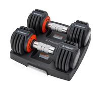 TREXO Set di 2 manubri regolabili in acciaio da 5,75 kg con manico antiscivolo, ideale per l'allenamento della forza a casa e in palestra, set di manubri corti con base stabile