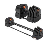 TREXO Set di manubri corti e bilancieri regolabili 2 in 1, da 2 kg a 41 kg, ideale per allenamento di forza, fitness e costruzione muscolare, manubri e bilancieri regolabili, set in ferro con