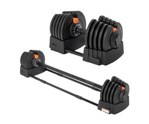 TREXO Set di manubri corti e bilancieri regolabili 2 in 1, da 2 kg a 41 kg, ideale per allenamento di forza, fitness e costruzione muscolare, manubri e bilancieri regolabili, set in ferro con