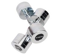 TREXO Set di manubri cromati da 2 x 6 kg, in acciaio con manico antiscivolo, ideali per l'allenamento di forza, resistenza e funzionalità, perfetto per casa e palestra