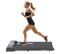 TREXO Tapis roulant elettrico Walking Pad W100 Nero con telecomando, display calorie e distanza, ruote per il trasporto, perfetto per l'allenamento cardio
