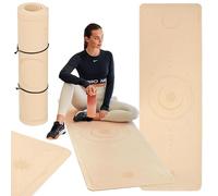 TREXO Tappetino da yoga in marrone chiaro, dimensioni 183 x 61 cm e spessore 6 mm, in TPE ecologico con superficie antiscivolo, forte aderenza sul pavimento, resistente ai danni