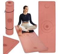 TREXO Tappetino da yoga in rosso, 183 x 61 cm di altezza e 6 mm di spessore, in TPE ecologico con superficie antiscivolo, forte aderenza sul pavimento, resistente ai danni