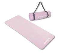TREXO Tappetino Fitness NBR 183 x 61 cm Materiale di resistenza e flessibilità 15 mm Spesso Materassino per allenamento con Struttura Antiscivolo Tappetino per yoga e pilates in Rosa Chiaro