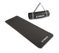 TREXO Tappetino Fitness NBR 183 x 61 cm Materiale di resistenza e flessibilità 15 mm Spesso Materassino per allenamento con Struttura Antiscivolo Tappetino per yoga e pilates in Nero