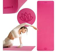 TREXO Tappetino fitness rosa, 183 x 61 cm di altezza e 10 mm di spessore, in TPE ecologico con superficie antiscivolo, tappetino da ginnastica leggero per allenamento di forza, yoga, pilates e
