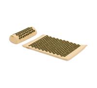 TREXO Tappetino per agopressione con cuscino, 38 x 15 x 10 cm, marrone, con tappetino da 68 x 44 x 2 cm, in cotone e spugna 18D, picchetti HIPS per ridurre la tensione, supporta il sonno
