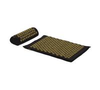 TREXO Tappetino per agopressione con cuscino, 38 x 15 x 10 cm, nero, con tappetino da 68 x 44 x 2 cm, in cotone e spugna 18D, picchetti HIPS per ridurre la tensione, supporta il sonno