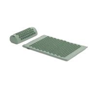 TREXO Tappetino per agopressione con cuscino, 38 x 15 x 10 cm, verde, con tappetino da 68 x 44 x 2 cm, in cotone e spugna 18D, picchetti HIPS per ridurre la tensione, supporta il sonno