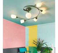 TRFAN Lampadario a LED Fiore Verde Giallo Luce Calda Lampada da soffitto in Vetro di Ferro Sala da Pranzo Soggiorno Studio Camera da Letto Semplice Moderno (Dimensioni : M) Decoration
