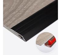 TRFVDVERD Striscia di Transizione for Pavimenti in Alluminio Resistente - Rampa autoadesiva for transizioni su superfici Lisce, Lunghezza 90 cm, Regolazione dell'altezza da 2 a 5 mm(Black)