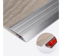 TRFVDVERD Striscia di Transizione for Pavimenti in Alluminio Resistente - Rampa autoadesiva for transizioni su superfici Lisce, Lunghezza 90 cm, Regolazione dell'altezza da 2 a 5 mm(Silver)