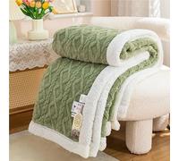 TRgqify-KM Coperte Spesse in Lana Sherpa Calda e soffice in Pile di Corallo, copriletto for Letto Singolo e Matrimoniale, Invernale, in Peluche, Coraline, Peloso(Avocado Green,40x59inch)