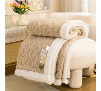 TRgqify-KM Coperte Spesse in Lana Sherpa Calda e soffice in Pile di Corallo, copriletto for Letto Singolo e Matrimoniale, Invernale, in Peluche, Coraline, Peloso(Khaki,59x79inch)