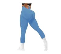 TRgqify-KM High Waist Yoga Leggings for Women Tummy Control Workout Compression Pants Moisture-Wicking Stretchy Gym Running Activewear Seamless Squat-Proof High-Rise Leggings(Blue_M 3PCS)