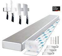 Trhillsbrad - Barra magnetica per coltelli da 40 cm in acciaio inox con 2 ganci - Supporto magnetico autoadesivo per parete - Colore nero - Perfetta soluzione senza foratura per il tuo spazio cucina