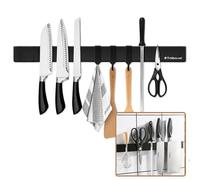 Trhillsbrad - Coltello magnetico da 50 cm, magnetico, con 3 ganci, in acciaio inox, autoadesivo, supporto da parete, senza foratura, supporto per coltelli…