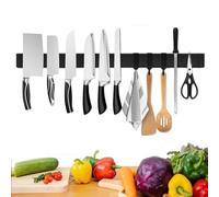Trhillsbrad - Coltello magnetico da 60 cm, supporto magnetico con 3 ganci, in acciaio inox, autoadesivo, colore nero, supporto da parete magnetico senza fori