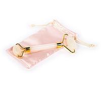 Tri-Coastal Design - Massaggiatore per il Viso in Pietra di Quarzo Rosa - Doppio rullino - Trattamento Anti-età e Lenitivo per Occhi, Viso e Collo (Rose Quartz)