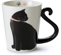 Tri-Coastal Design - Tazza in Ceramica da Tè/Caffè a Tema Animale - Idea Regalo - Gatto Nero