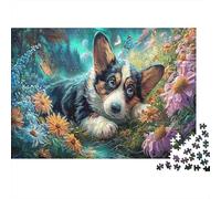 Tri-color Corgi in Enchanted Flower Forest with Butterflies Puzzle Pet 1000 Pezzi Per Adulti - Rilassamento E Gioco Familiare, Come Regalo E Decorazione Da Parete 38x26cm/1000pcs