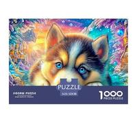 Tri-colored Puppy in A Magical Glowing Landscape Puzzle Da 1000 Pezzi Cute Pet Dog Gioco Classico Per Bambini E Adulti, Riciclato 52x38cm/1000pcs