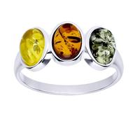 Tri-Colour, 3 pietre, argento Sterling e ambra, colore: Giallo, Verde, arancione, ambra e-L-R-Dimensioni disponibili