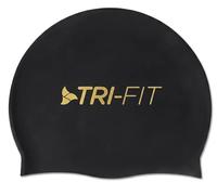 TRI-FIT Cuffia da nuoto in silicone per acque libere, ipoallergenica e impermeabile, vestibilità senza pieghe, materiale altamente elasticizzato per ridurre la resistenza, per uomini e donne (nero