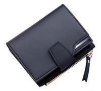 Tri-Fold Donne Portafoglio 12cm PU Pelle Zip Coin Pocket (nero) | Layout a tre pieghe, dimensioni 12 x 9 x 2 cm, si adatta a borse piccole, essenziale per il tragitto quotidiano