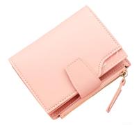 Tri-Fold Donne Portafoglio 12cm PU Pelle Zip Coin Pocket (Rosa) | Layout a tre pieghe, dimensioni 12 x 9 x 2 cm, si adatta a borse piccole, essenziale per il tragitto quotidiano