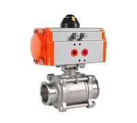 Tri morsetto a tre pezzi con sfera in acciaio inossidabile DN65 304 con cilindro pneumatico a doppio effetto