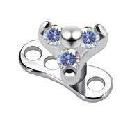 Tri Round CZ Pietre G23 Titanio Micro Dermal Anchor Piercing Gioielli
