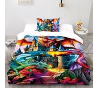 Triada di fuoco Set Di Biancheria Da Letto Copripiumino 2 Pezzi Comfort Bassa Allergia Per Coppia Adulti Doppia Con 2 Federe Single（135x200cm）