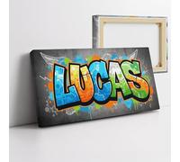 Triangle Déco Tela personalizzata nome ragazzo quadro da parete design graffiti blu decorazione camera bambino o adolescente regalo personalizzato nascita compleanno battesimo Natale tela nome moderno