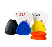 Triangle Shaped Card Holder, 4-Piece Poker Game Card Holder Set, Compact Triangle Poker Tabletop Stand for Friends, Adults, and Family Night Gatherings, 3.35x3.54x1.02 inches