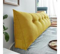 Triangolare Cuscino da Lettura Schienale Testata Letto Divano Imbottitura Poggiaschiena Antireflusso Adulti Cuscino Letto Matrimoniale, Cuscino Cervicale Dormire Lungo(60 x 50 x 20 CM,Yellow)