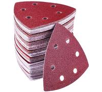 Triangoli Abrasivi Delta, 72 pezzi, 6 fori, 93 x 93 x 93 mm, 15 x grana assortita 40/60/80/120/180/240, per levigatrice a delta, Fogli Abrasivi, Carta Abrasiva