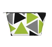 Triangoli casuali verde lime grigio nero su bianco, Borsa da toilette Borsa per trucco Borsa per cosmetici Borsa da toilette da viaggio portatile