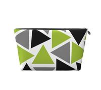 Triangoli casuali verde lime grigio nero su bianco, Borsa da toilette Borsa per trucco Borsa per cosmetici Borsa da toilette da viaggio portatile