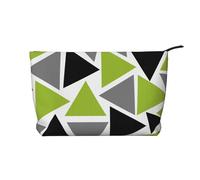 Triangoli casuali verde lime grigio nero su bianco, Borsa per cosmetici in velluto a coste Borsa per il trucco Borsa da viaggio portatile